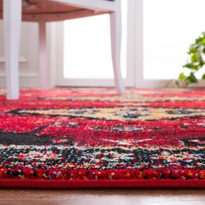 Vintage Red and Black Hand-knotted Synthetic Area Rug