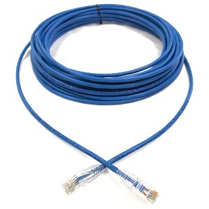 Custom Cable Connection 35 Foot 550 Megahertz 10 Gbps Cat 6 High Speed Ethernet Patch Plenum Cable for Data Transfer and Internet Connectivity, Blue - 1 of 4