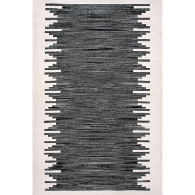 5'x8' Irina Hand Loomed Contemporary Cotton Area Rug Charcoal - Nuloom ...