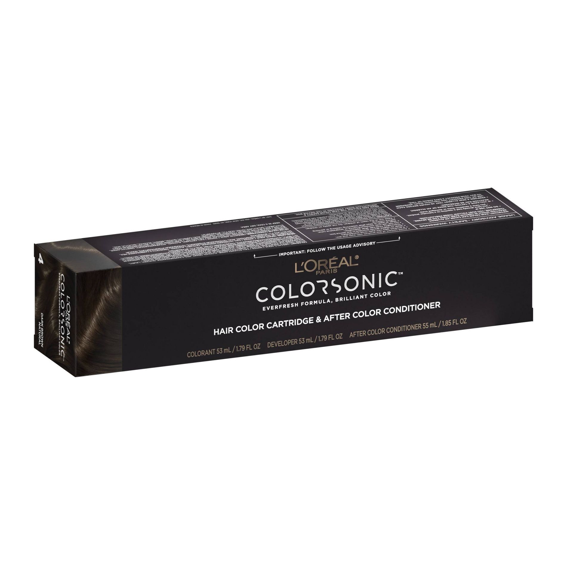L'Oreal Paris Colorsonic Ammonia Free Permanent Hair Color Cartridge - Device Sold Separately - Dark Brown Natural 4