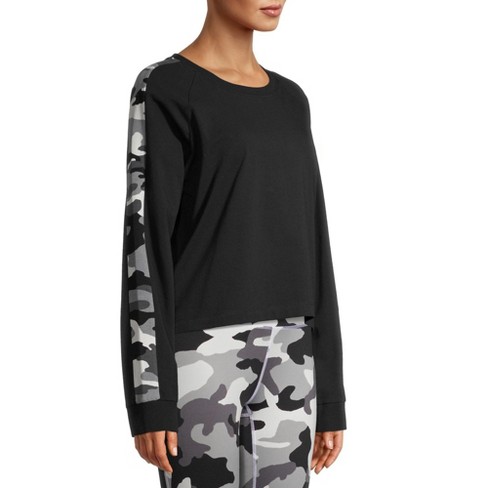Psk Collective Women's Cropped Camo Ls Tee - Gray - S : Target