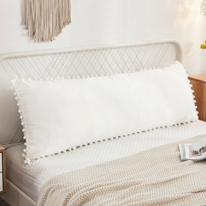 Pom-Pom Fringe Pillowcases & Body Pillow Cover – Soft Decorative Bedding Shams with Deep Pocket, Queen/King/Body Options - 1 of 4