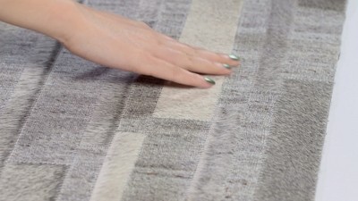 Geometric Hand-Knotted Gray Cowhide & Viscose Area Rug - 5'x8'