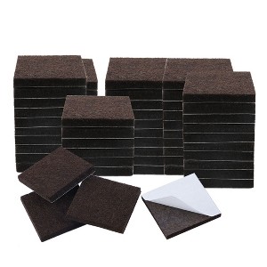Unique Bargains Square Self-Stick Non-Slip Anti-Scratch Furniture Felt Pads Dark Brown 1" x 1" x 1/4" 60 Pcs - 1 of 4