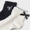 Women's Scallop Edge Bow Ultra Soft Rib-Knit 2pk Ankle Socks - Auden™ Ivory/Black 4-10 - 3 of 3