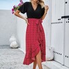 Womens Maxi Summer Dresses 2025 Short Sleeve V Neck Boho Floral Print Belted High Low Ruffle Party Cocktail Dress - 2 of 4