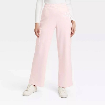 Girls' Cozy Fleece Pants - All In Motion™ Light Pink XS