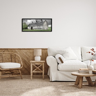 Black Framed Landscape Canvas Print of Rustic Barn