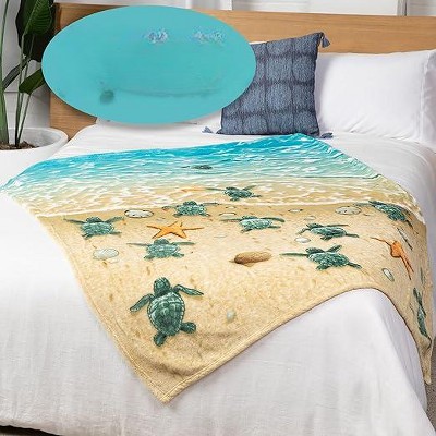 Turtle Beach 50" x 60" Multicolor Fleece Throw Blanket