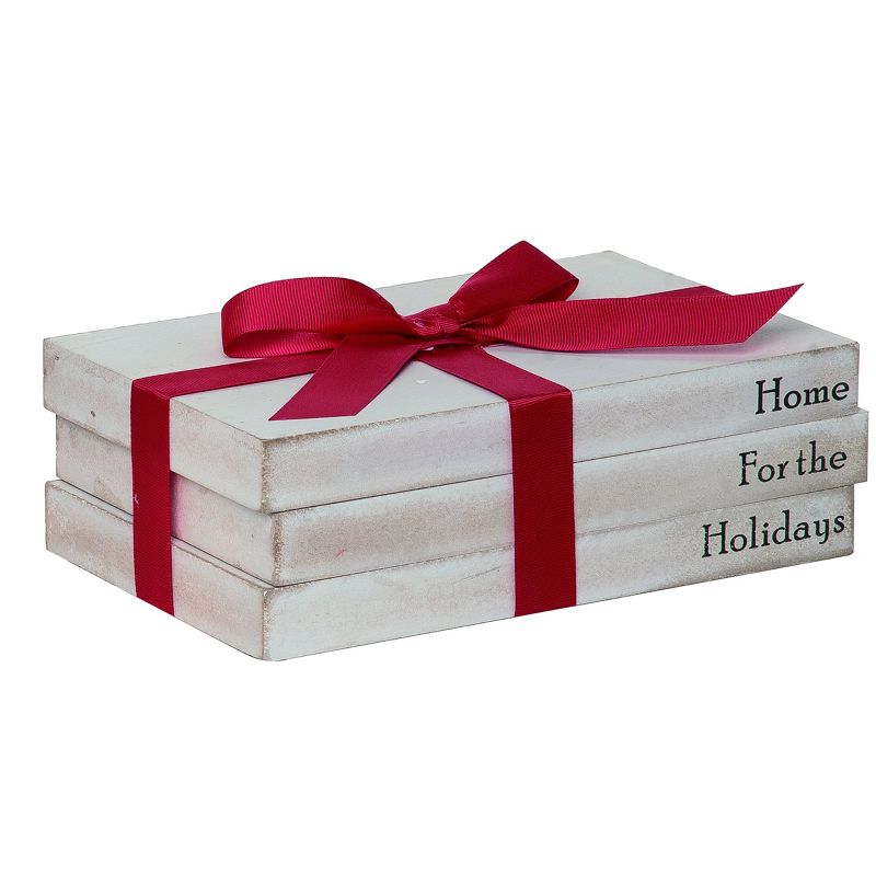 Transpac Wood 9.4 in. White Christmas Rustic Holiday Book Stack, 1 of 2