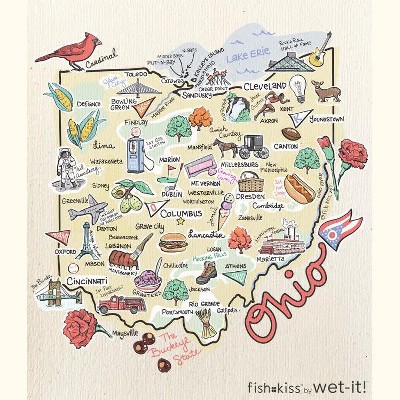 Wet it By Fishkiss State Washcloth - Ohio