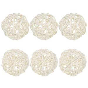 Unique Bargains Wicker Rattan Decorative DIY Crafts Balls 6 Pcs - 1 of 4