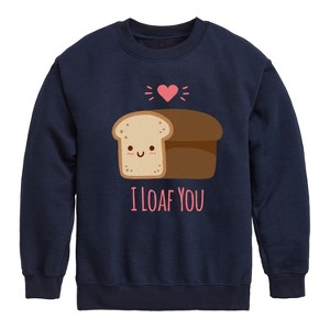 Boys' - Instant Message - Valentine's Day I Loaf You Bread Graphic Long Sleeve Fleece Sweatshirt - 1 of 4