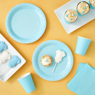 Light Blue Disposable Party Supplies Set for Graduation, Serves 24