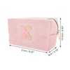 Unique Bargains Corduroy Rectangular Letter Makeup Bag Pink 1 Pc - 2 of 4