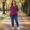 Women's Plus Size Long Sleeve V Neck Loose Fashion Buttons Tunic Blouse - Agnes Orinda - 3 of 4