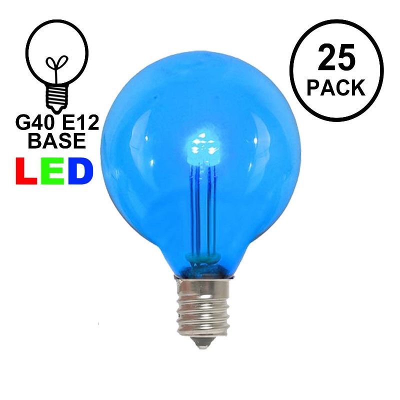 Novelty Lights Glass G40 Globe Hanging LED String Light Replacement Bulbs E12 Candelabra Base, 1 of 5