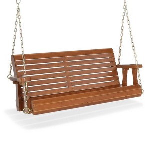 Karl Home | 4ft 2-Personn Brown Outdoor Fir Wood Hanging Porch Swing - 1 of 3