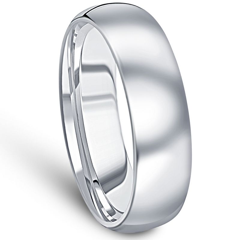 Pompeii3 Men's Polished Tungsten 6mm Dome Comfort Fit Ring Wedding Band, 2 of 5