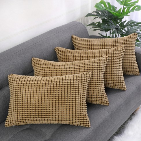 Soft Corduroy Striped Velvet Rectangle Decorative Throw Pillow