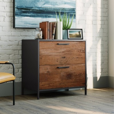 Black and Oak 2-Drawer Lateral File Cabinet
