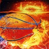 Boersma Basketball Bedding for Boys or Girls, 3D Shooting a Basketball, Red Flames and Blue Water, 3 Piece Sports Duvet Cover Set Full Size - 2 of 4