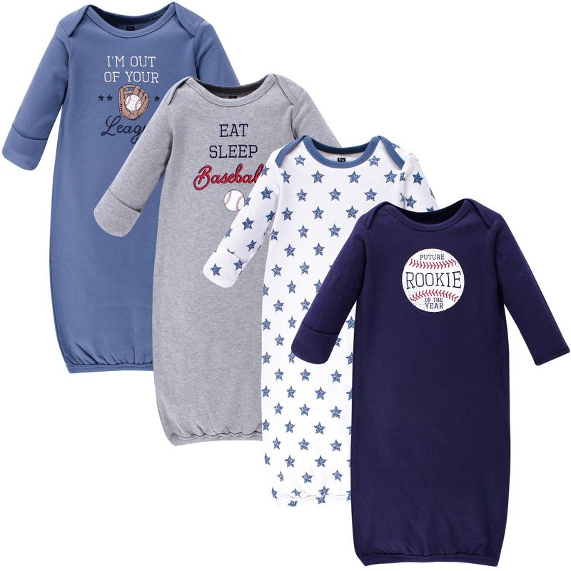 Hudson Baby Infant Boy Cotton Gowns, Baseball, Preemie/Newborn, 1 of 6