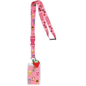 Strawberry Shortcake Lanyard Badge Holder With 2" Strawberry Rubber Pendant - 1 of 4