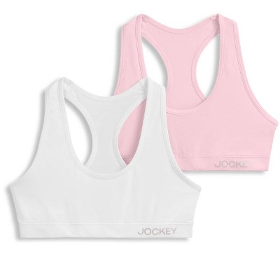 Jockey Generation™ Girls' 2pk Dotted Bralette - White/pink Xl : Target