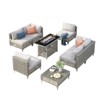 GlasFlength Patio Seating Sets 8PCS, Cushions, Outdoor Furniture, Deep Seat, Sectional Chat Set with Cushions, Grey, 28.7"*20.1"*25.5" - 3 of 4