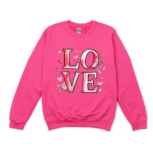 Simply Sage Market Women's Graphic Sweatshirt Love Ribbon - 1 of 4