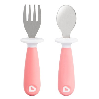 Munchkin Raise Toddler Fork and Spoon Set - 2pk – Pink