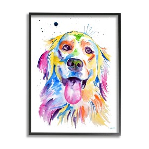 Stupell Industries Watercolor Style Happy Dog Face Framed Giclee - 1 of 4