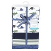 Hudson Baby Infant Boy Cotton Flannel Receiving Blankets Set, Blue Green Dino, One Size - 2 of 4