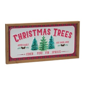 Rustic Red White Christmas Tree Signs MDF Metal 19.75 x 10 in by Melrose - 1 of 1