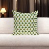 HomeRoots 20" Green and White Ogee Cotton Throw Pillow With Embroidery - 2 of 4