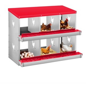 Chicken Nesting Boxes, Two-Tier Metal Chicken Egg Laying Box,Large Vented Holes for Egg Collection - 1 of 4