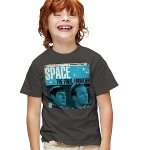 Boys' Star Trek Final Frontier Cover T-Shirt Charcoal X Small - 1 of 4