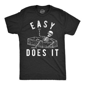 Mens Easy Does It T Shirt Funny Skeleton Coffin Death Joke Tee For Guys - Crazy Dog Men's T Shirt - 1 of 4