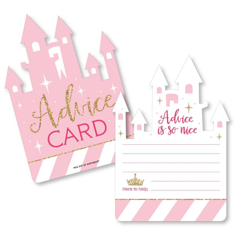 Big Dot of Happiness Little Princess Crown - Castle Wish Card Pink and Gold Princess Baby Shower Activities - Shaped Advice Cards Game - Set of 20, 1 of 6