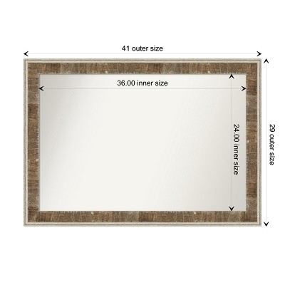 Farmhouse Brown Narrow Wood Bathroom Vanity Mirror 47.66" x 35.28"