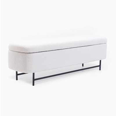 PAGED 18.5" H Storage Ottoman Modern Foot Stool Entryway Bench with Rubber Wood Legs and Soft Seat for Entryway, Bedroom