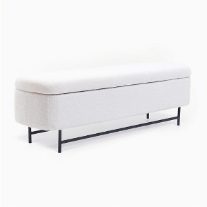 PAGED 18.5" H Storage Ottoman Modern Foot Stool Entryway Bench with Rubber Wood Legs and Soft Seat for Entryway, Bedroom - 1 of 4