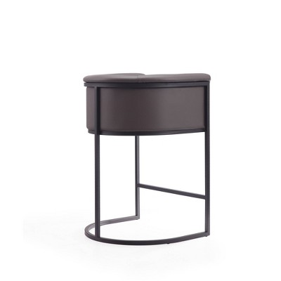 Set of 2 Pebble Faux Leather Metal Counter Stools