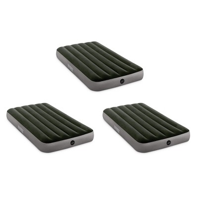 Intex Dura-Beam Standard Series Downy Portable Inflatable Full Sized Airbed with Built-In Foot Pump and Carry Bag, Queen Size (3 Pack)
