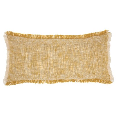 Life Styles Mustard Stonewash w/ Fringe 18 Square Pillow - #471K3