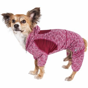 Pet Life (R) Active 'Downward Dog' Heathered Performance 4-Way Stretch Two-Toned Full Body Warm Up Hoodie - 1 of 4