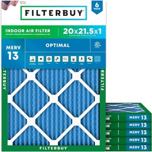 Filterbuy 20x21.5x1 Air Filter (6-Pack), Pleated MERV 13 Health Defense Replacement HVAC AC Furnace Filters (Actual Size: 19.88 x 21.50 x 0.75) - 1 of 4