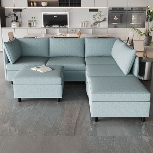 NicBex Modular 129" U Shape Sectional Sofa Sleeper Couch Set with Storage Space for Living Room - 1 of 4