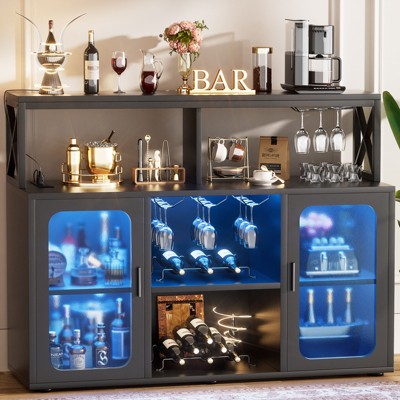 47.2" Wine Bar Cabinet with Led Light